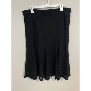 Charles Chang-Lima Black Lace Knee Length Midi Skirt Size 10 WhimsiGoth Boho